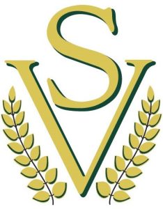 A green and gold logo featuring a large letter "V" with a smaller "S" above it. Two branches with leaves curve around each side of the "V," forming a symmetrical design.